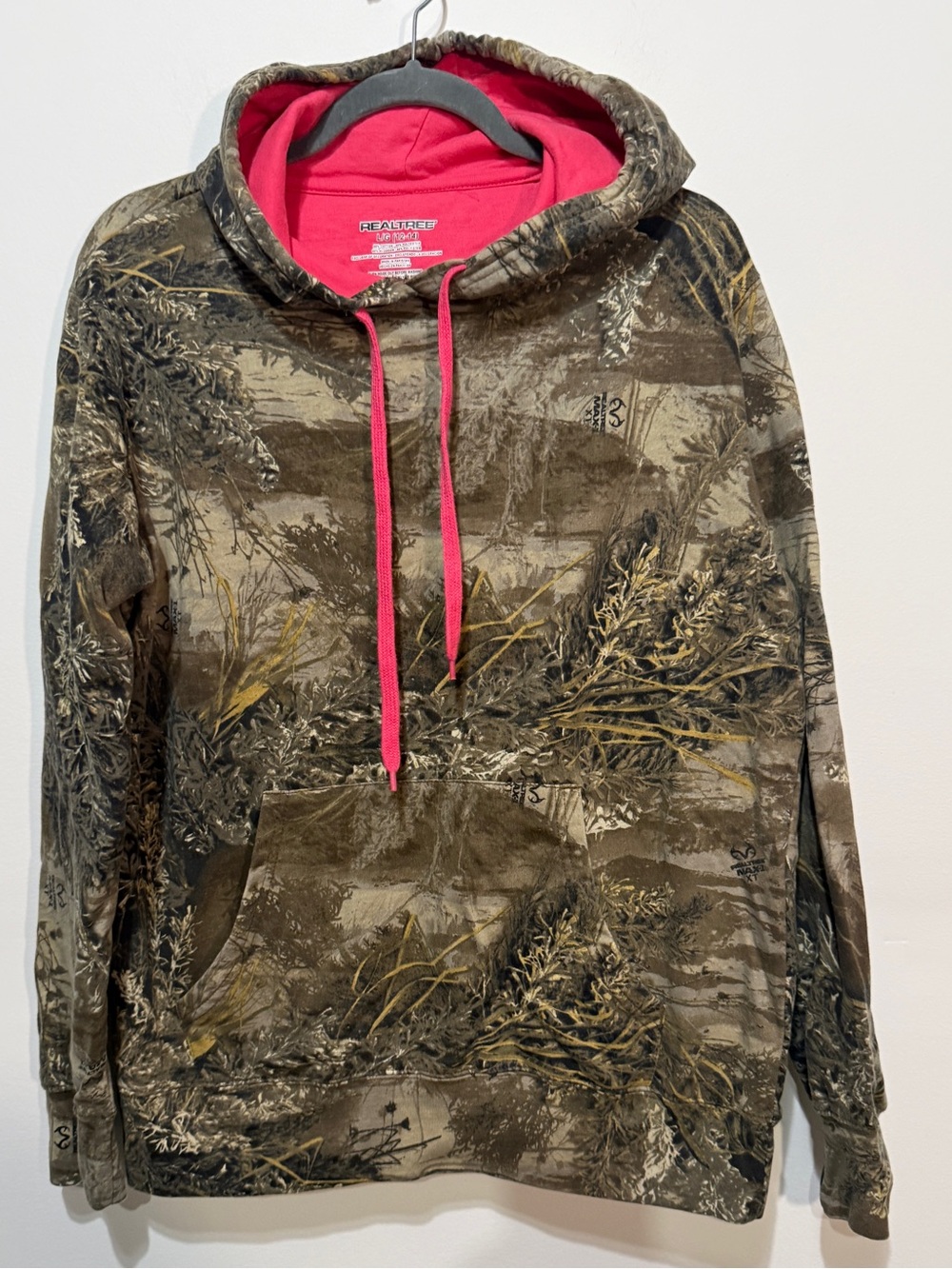 NWOT Realtree Camo Crewneck Hoodie with Pink Liner and Drawstrings